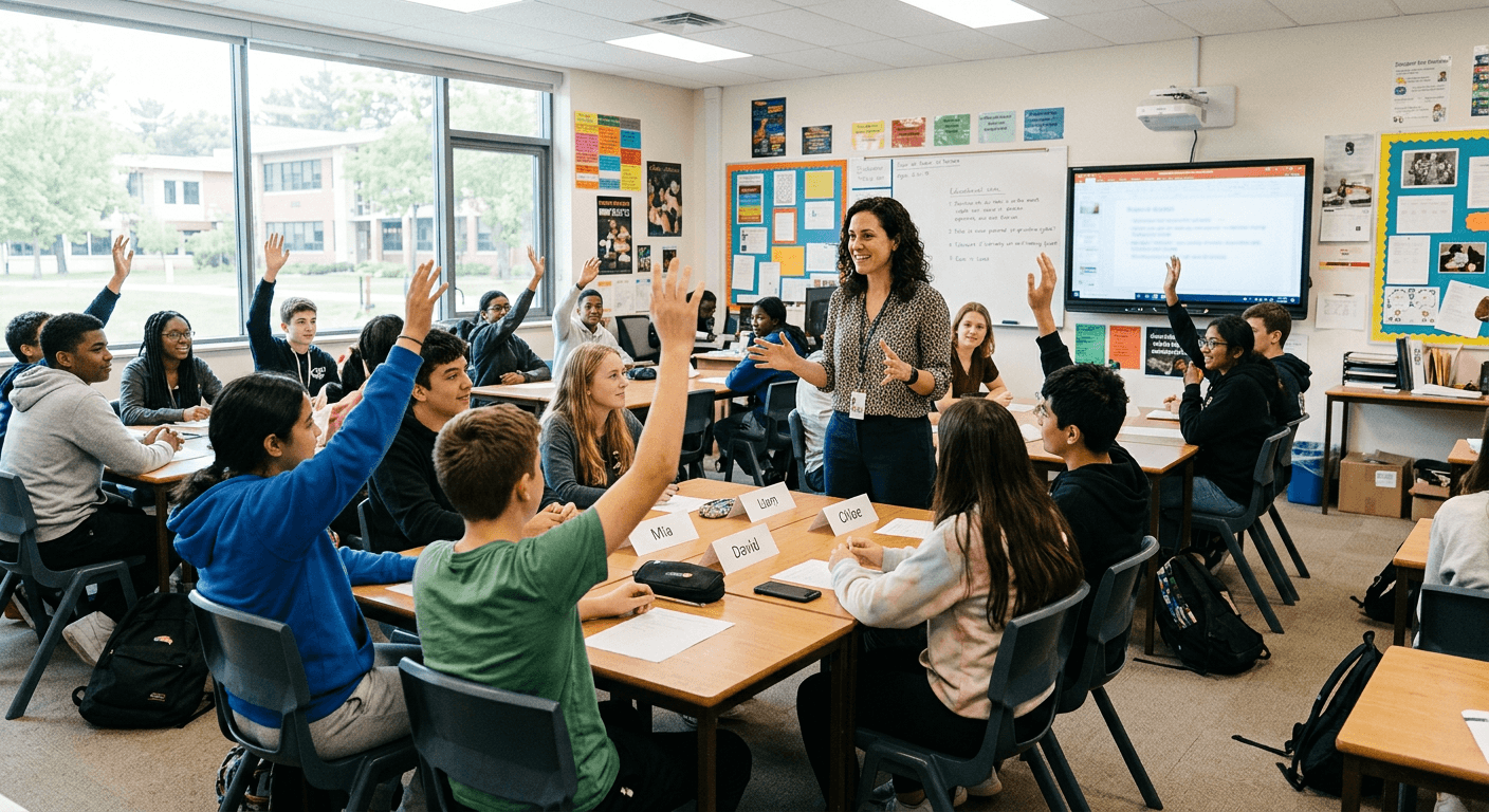 A Lakeside ISD teacher leading a classroom discussion